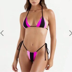 NWT OneOne Swimwear Bikini SET Ariel Dragon Fruit Black Pink Purple New Triangle